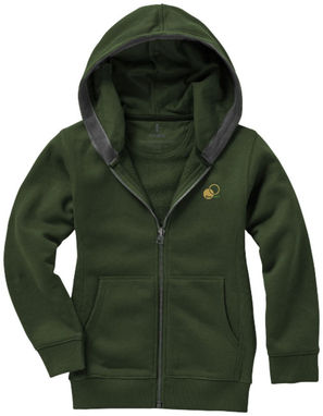 Дитячий светр Arora з капюшоном і застібкою-блискавкою на всю довжину, колір армійський зелений - 38213701- Фото №3