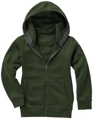 Дитячий светр Arora з капюшоном і застібкою-блискавкою на всю довжину, колір армійський зелений - 38213701- Фото №4