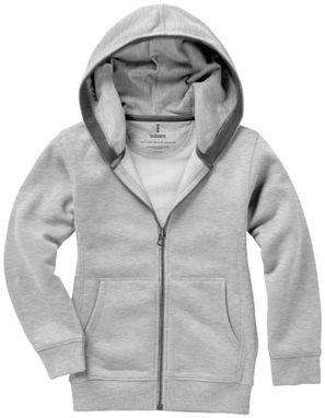 Дитячий светр Arora з капюшоном і застібкою-блискавкою на всю довжину, колір сірий меланж  розмір 116 - 38213962- Фото №4