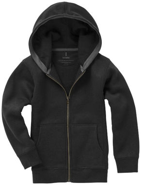 Дитячий светр Arora з капюшоном і застібкою-блискавкою на всю довжину, колір суцільний чорний  розмір 104 - 38213991- Фото №4