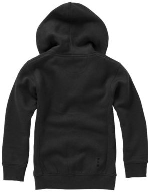Детский свитер Arora с капюшоном и застежкой-молнией на всю длину, цвет сплошной черный  размер 104 - 38213991- Фото №5