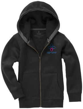 Дитячий светр Arora з капюшоном і застібкою-блискавкою на всю довжину, колір суцільний чорний  розмір 152 - 38213995- Фото №2