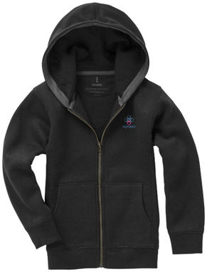 Дитячий светр Arora з капюшоном і застібкою-блискавкою на всю довжину, колір суцільний чорний  розмір 152 - 38213995- Фото №3