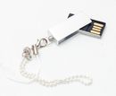 Міні-флешка з ланцюжком 8 Gb, срібляста, металева