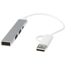 Alkaid 4-портовый концентратор USB-A и Type-C из переработанного алюминия с двумя входами