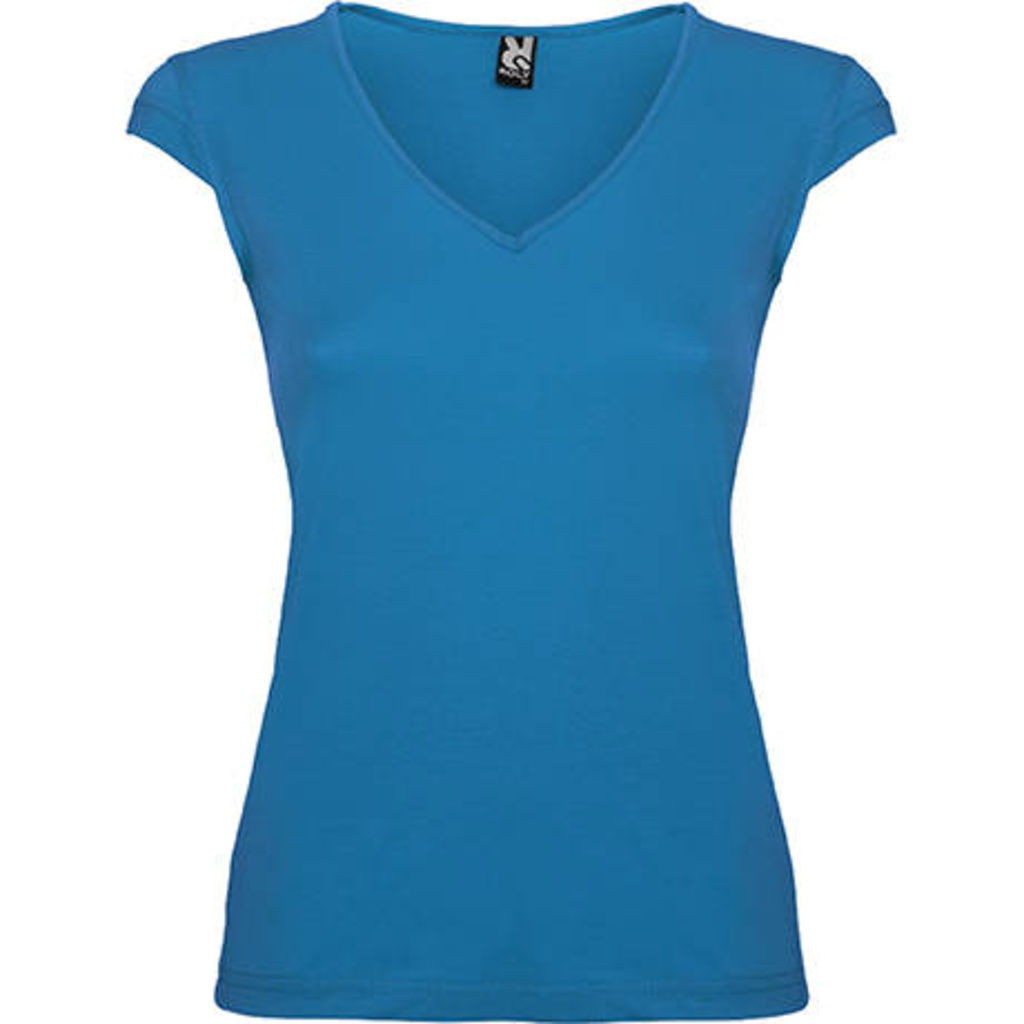 MARTINICA Жіноча футболка з V-подібною горловиною та тонкою кромкою, колір аква  розмір S
