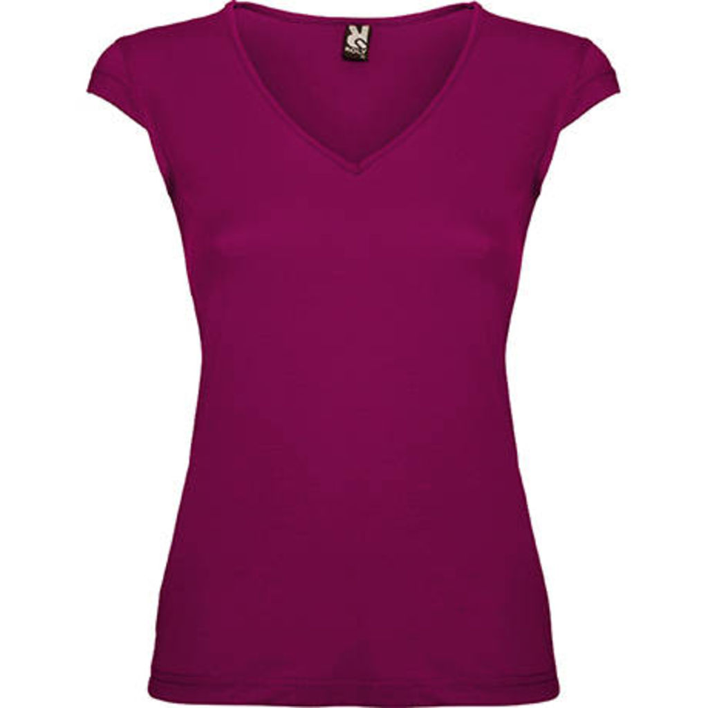 MARTINICA Приталенная женская футболка с особым дизайном V-образного выреза, цвет темно-розовый  размер S
