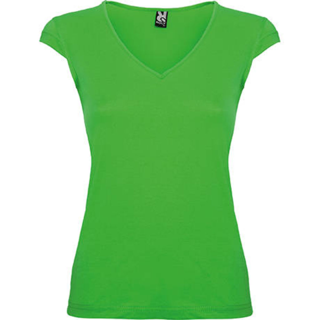 MARTINICA Жіноча футболка з V-подібною горловиною та тонкою кромкою, колір світло-зелений  розмір S