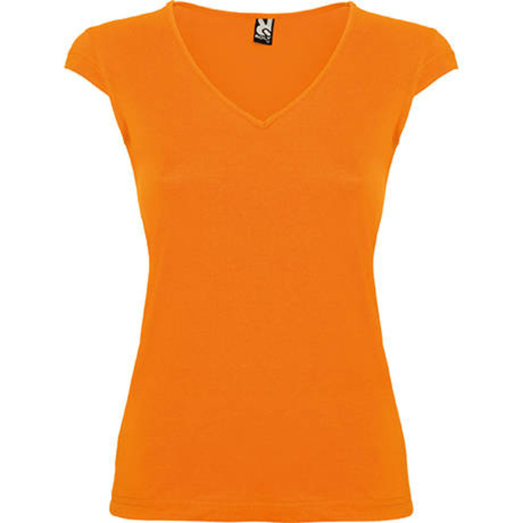 MARTINICA Приталенная женская футболка с особым дизайном V-образного выреза, цвет оранжевый  размер M