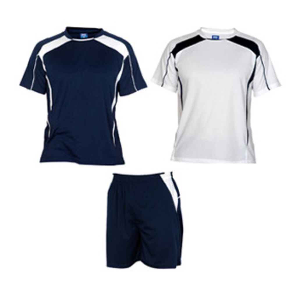 Спортивный костюм унисекс: 2 футболки + 1 пара спортивных брюк, цвет темно-синий, белый  размер M