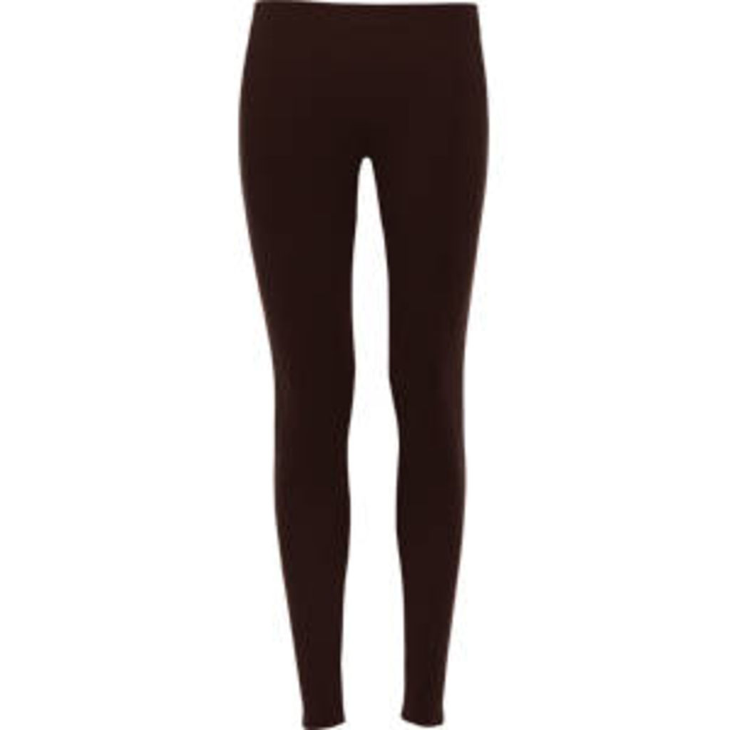 LEIRE Довгі жіночі леггінси з еластичним поясом та боковими швами, колір шоколадний  розмір XL