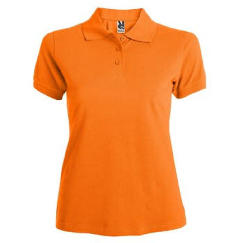 Приталенная футболка-поло на трех пуговицах, цвет оранжевый  размер S