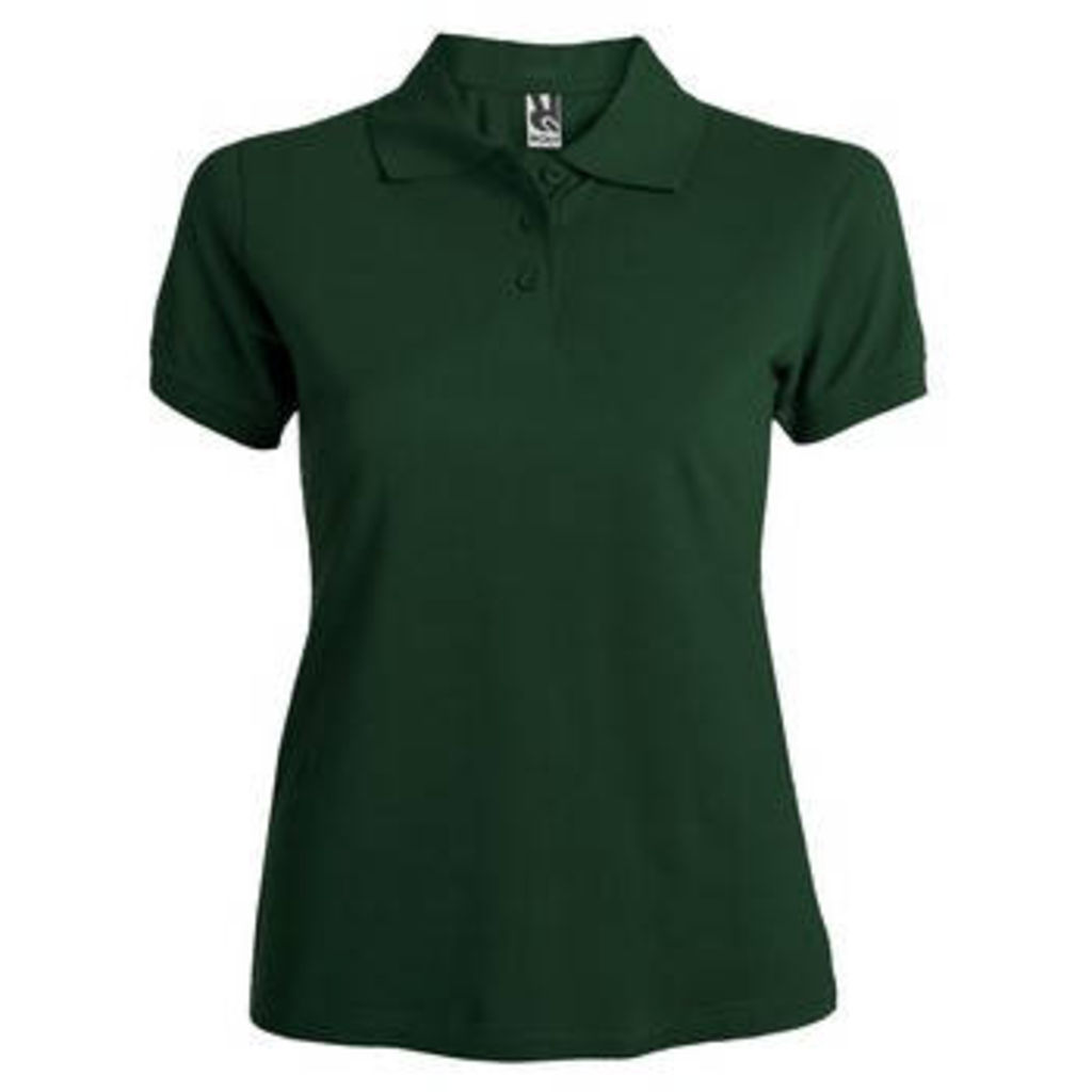 Приталенная футболка-поло на трех пуговицах, цвет зеленый бутылочный  размер S
