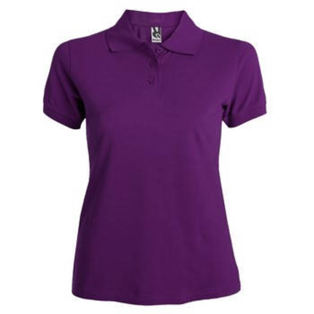 Приталенная футболка-поло на трех пуговицах, цвет пурпурный  размер S