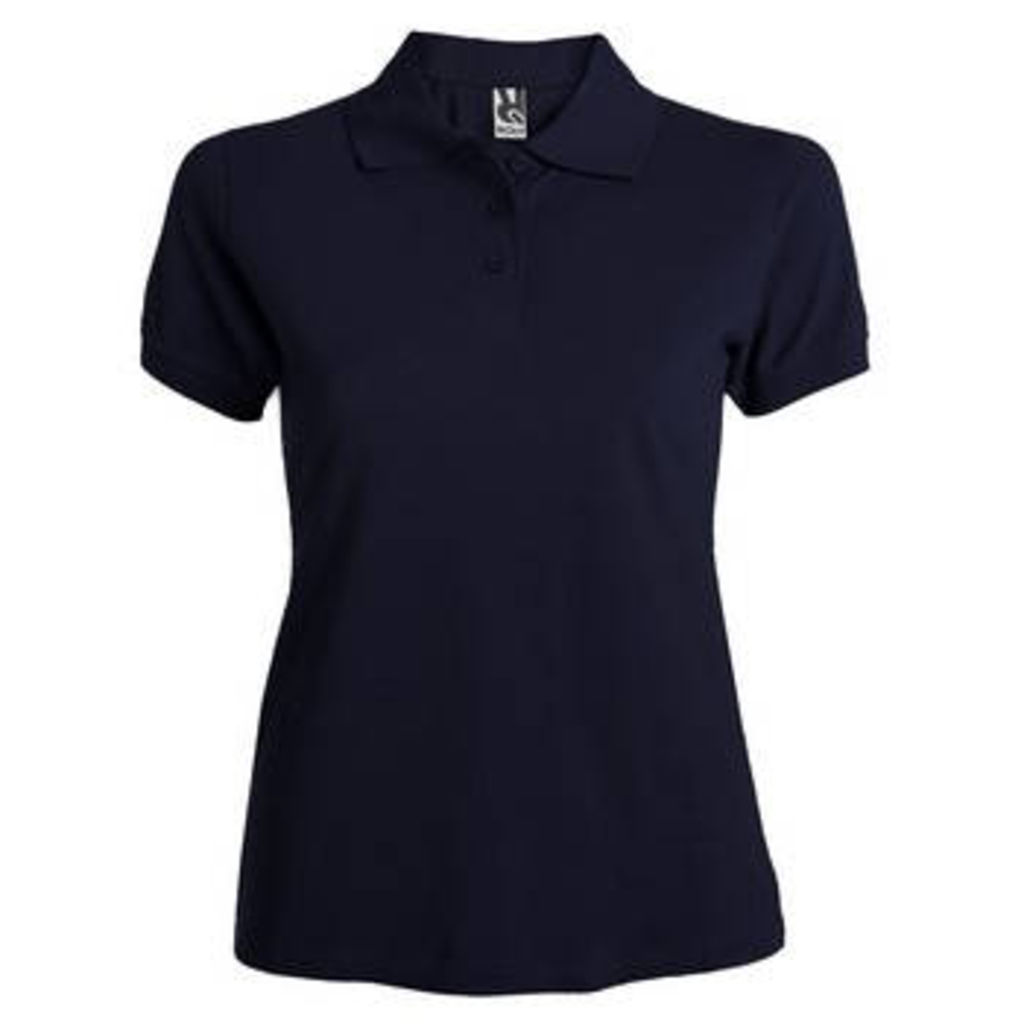 Приталенная футболка-поло на трех пуговицах, цвет темно-синий  размер M