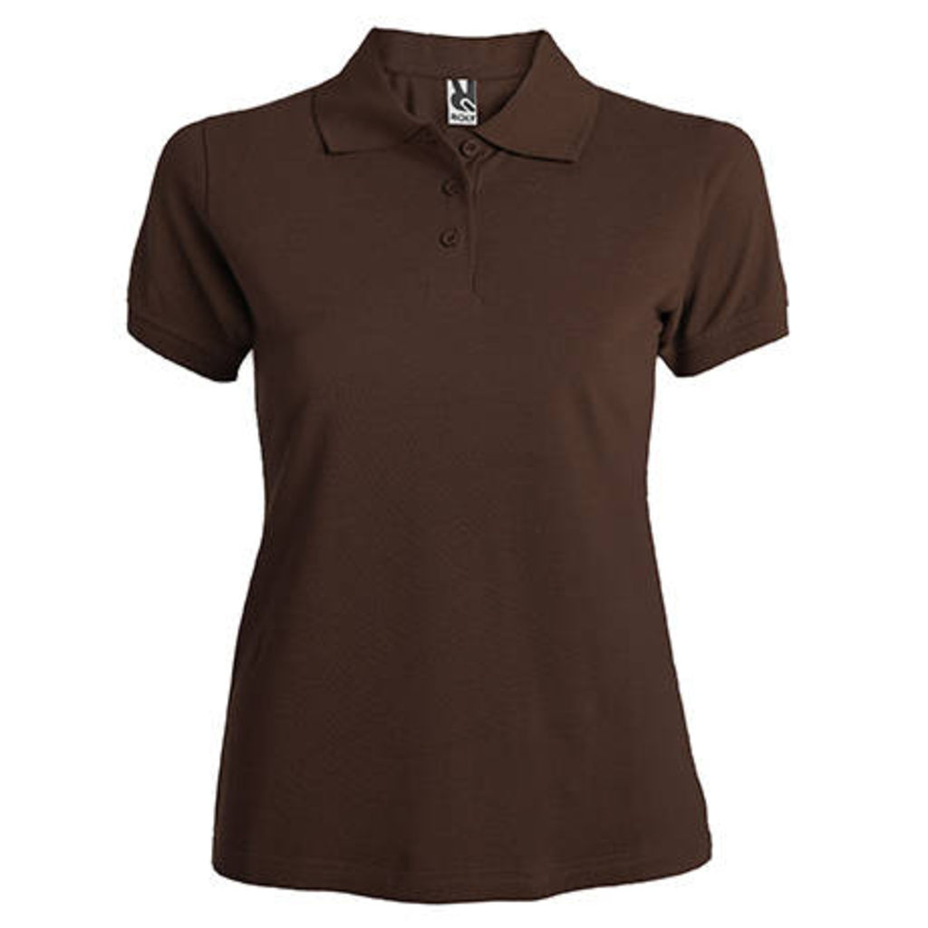 Приталенная футболка-поло на трех пуговицах, цвет шоколадный  размер M