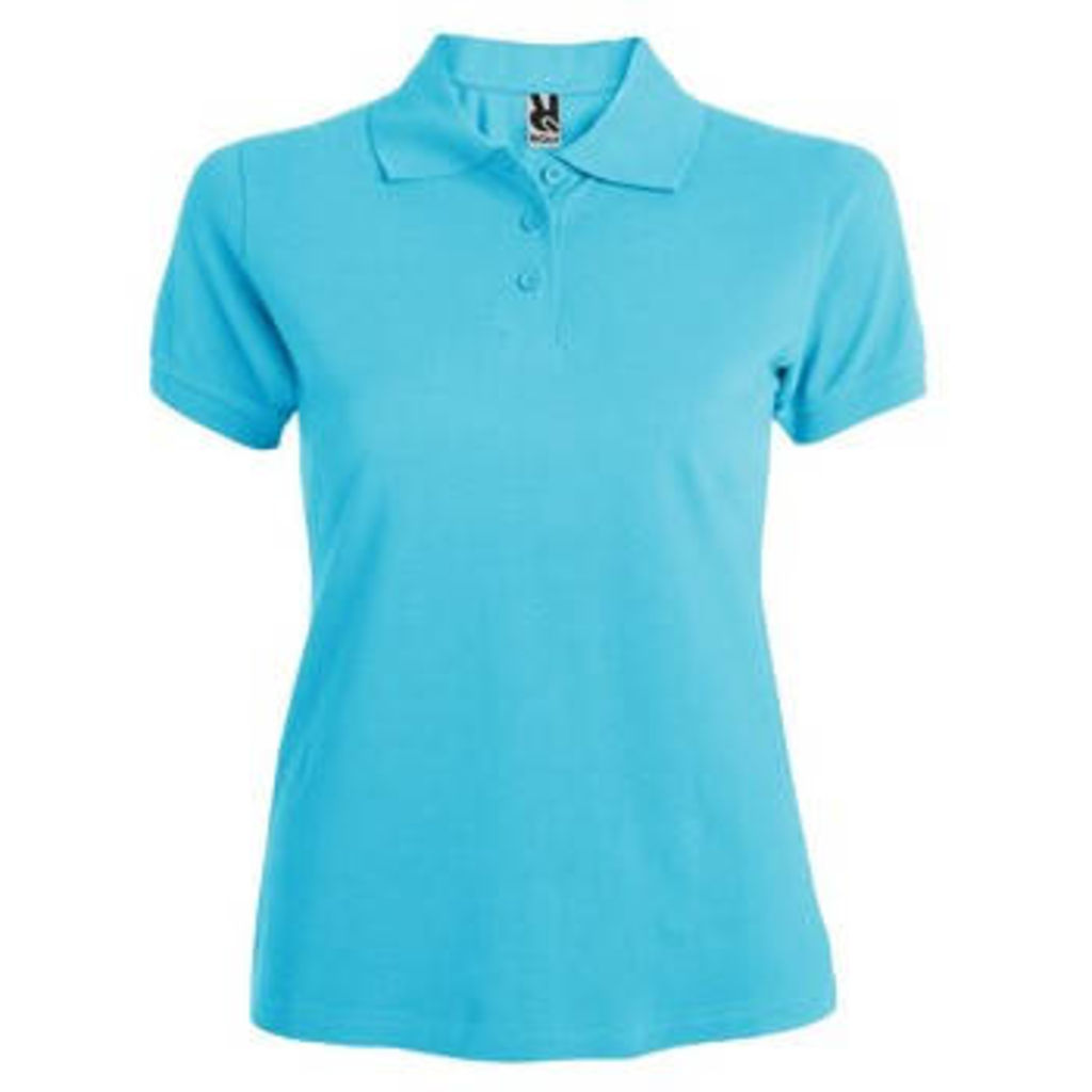 Приталенная футболка-поло на трех пуговицах, цвет бирюзовый  размер L