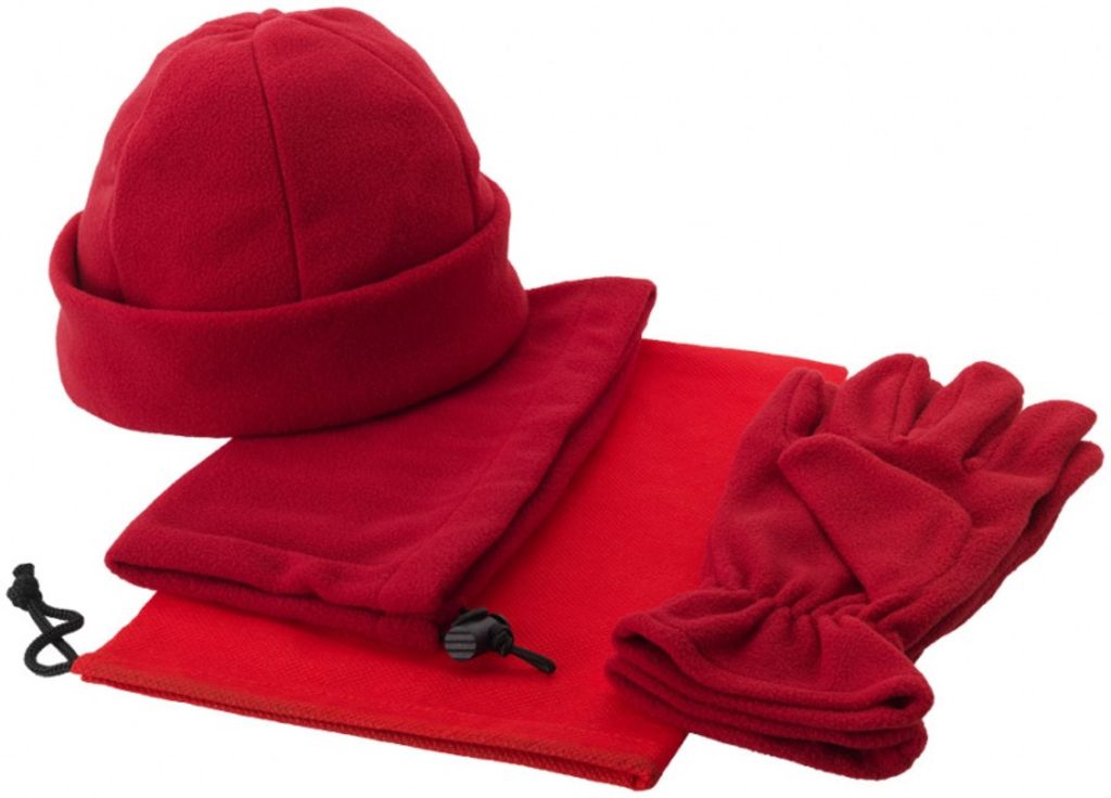 Набір із шарфа, шапки і рукавичок, колір червоний