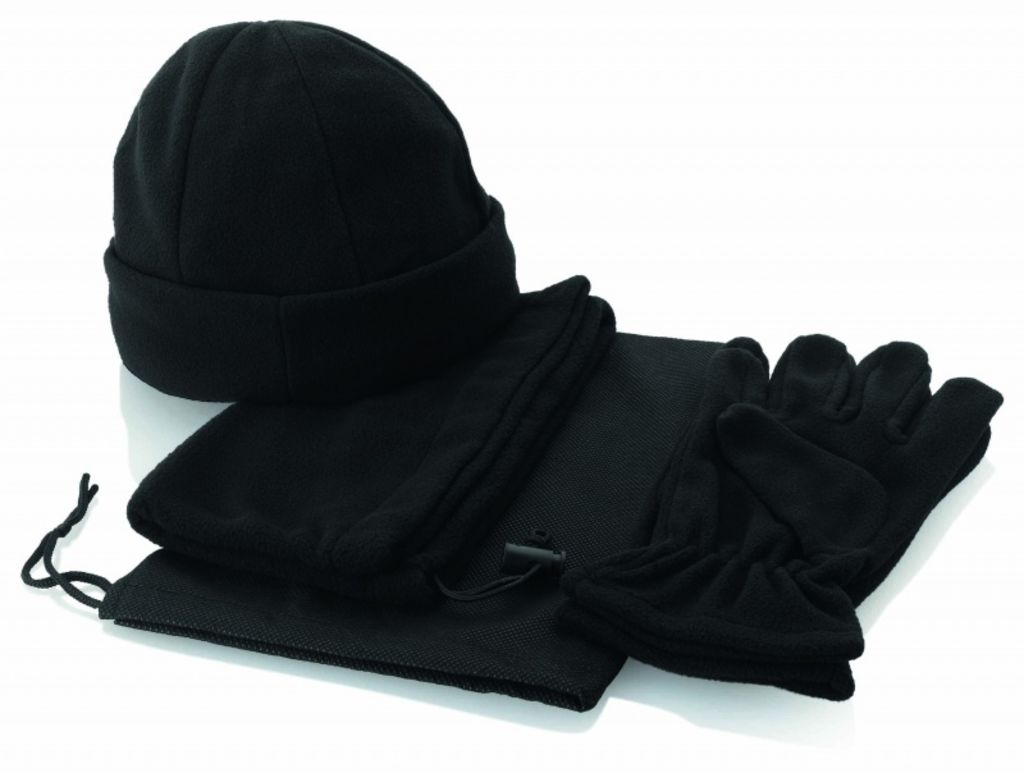 Набор из шапки, шарфа и перчаток, цвет черный