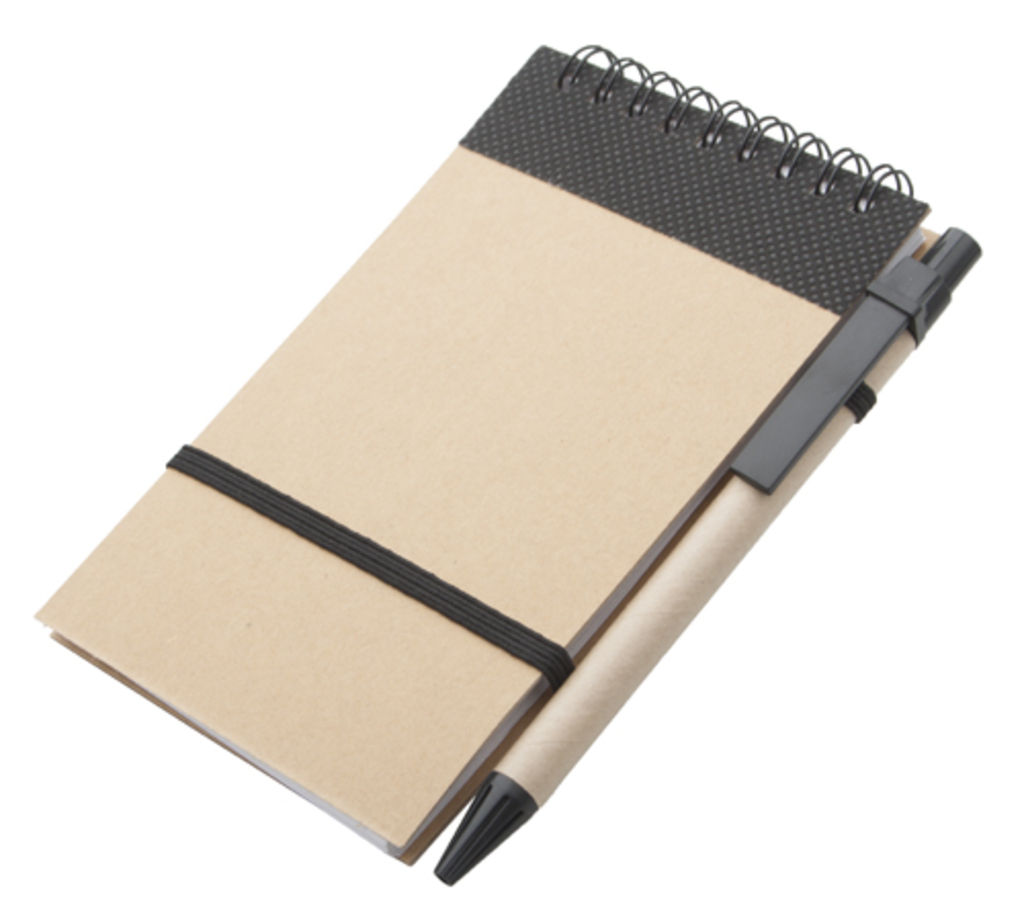 Блокнот с ручкой Ecocard, цвет черный