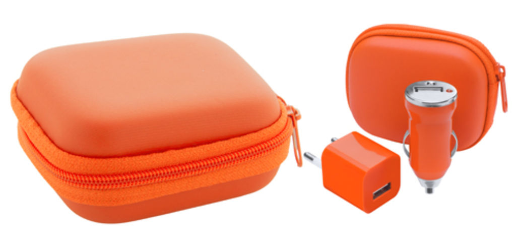 Набір для зарядки USB Canox, колір помаранчевий