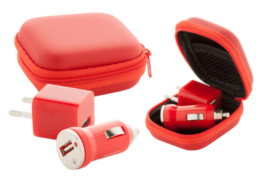 Набір для зарядки USB Canox, колір червоний