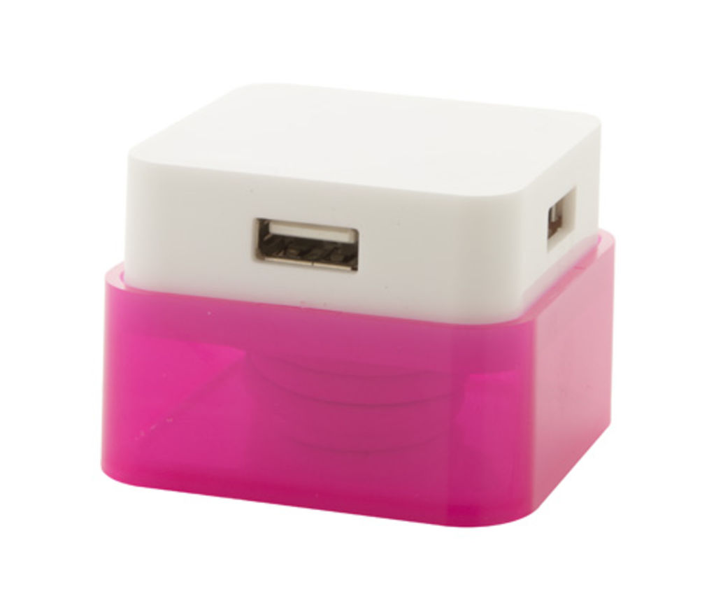 Хаб USB Dix, колір рожевий