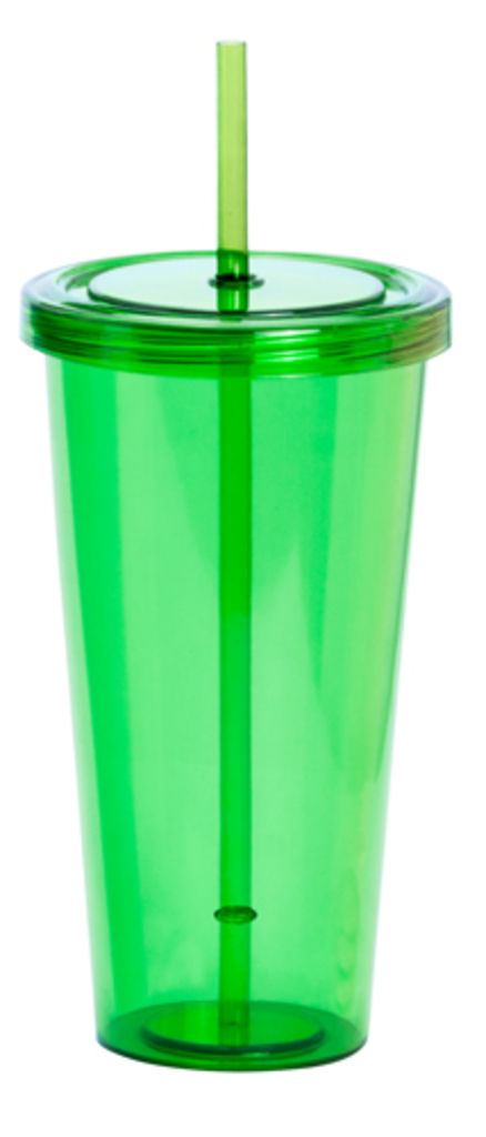 Стакан з трубочкою Trinox, колір зелений