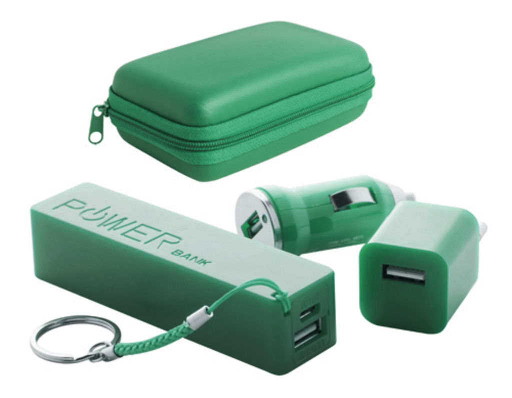 Набір для зарядки смартфона Rebex, колір зелений