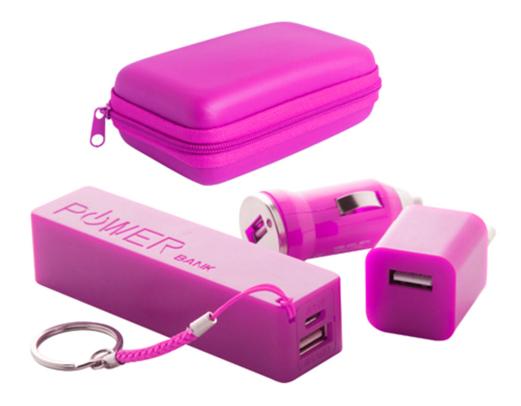 Набір для зарядки смартфона Rebex, колір рожевий