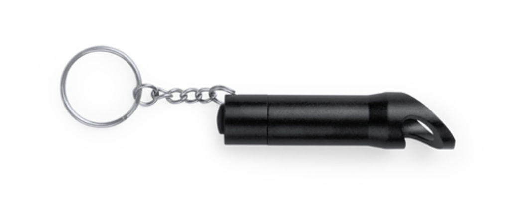 Брелок-відкривачка з LED-ліхтариком, чорна Zaro, колір чорний