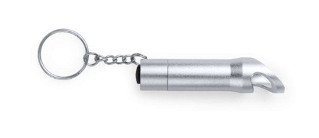 Брелок-відкривачка з LED-ліхтариком, сріблястий Zaro, колір сріблястий