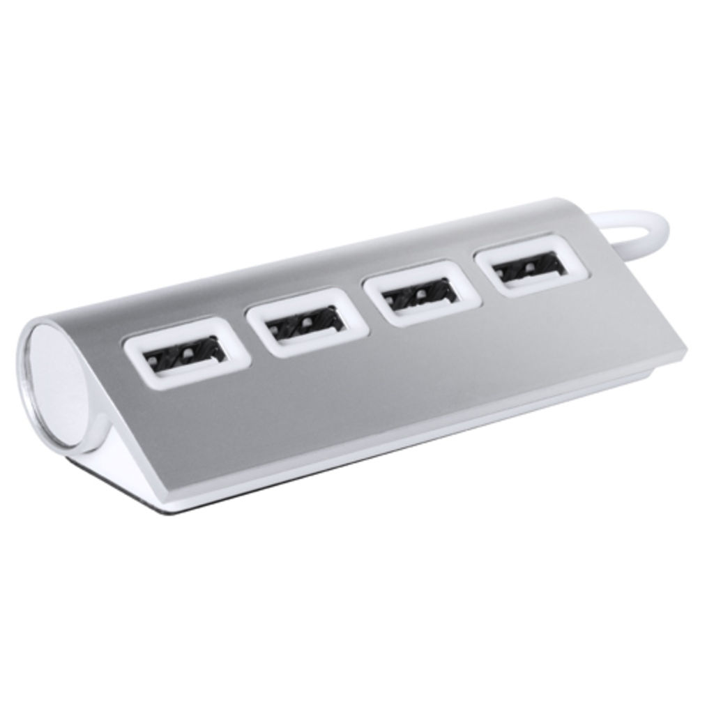 Хаб USB Weeper, колір сріблястий