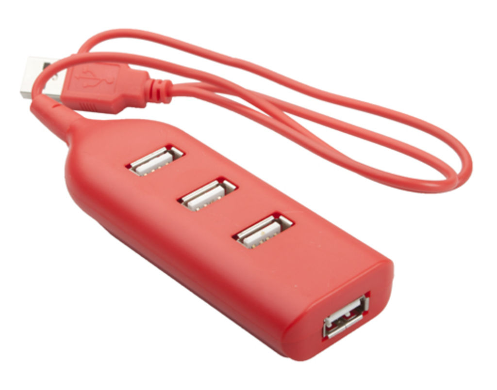 Хаб USB Ohm, колір червоний