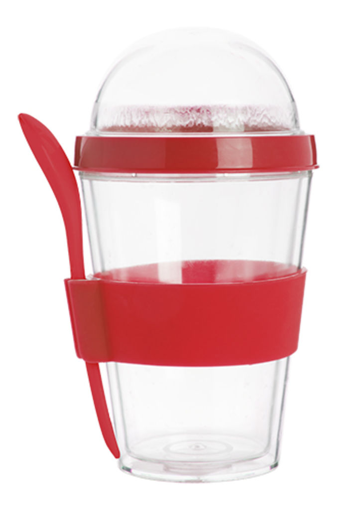 Чашка з ложкою Bircher, колір червоний