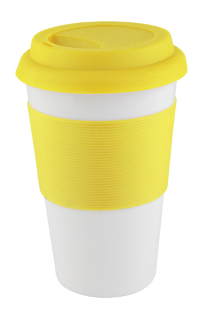 Кружка с силиконовым держателем Soft Touch, цвет желтый
