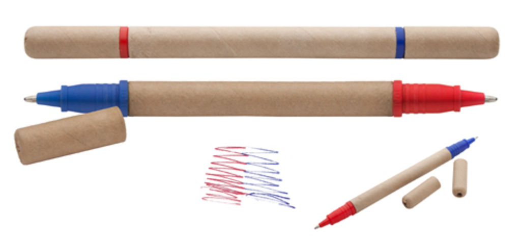 Эко ручка с двумя стержнями Lippo, цвет натуральный