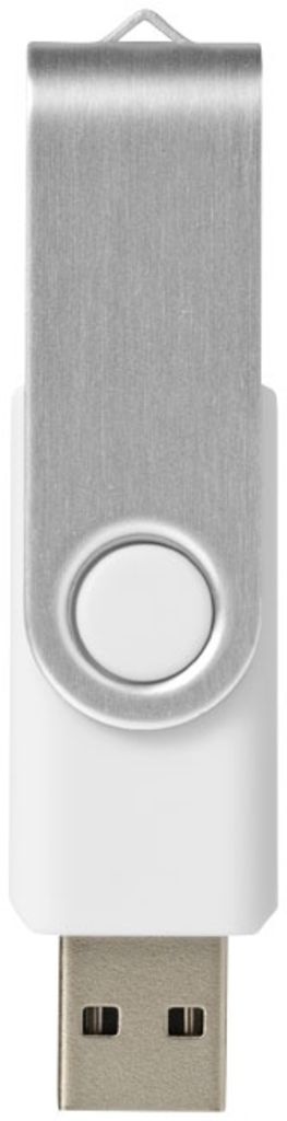 Флешка 8 Gb с поворотным механизмом, с пластиковым корпусом и металлической скобой, серебристо-белая - 170706-01-8- Фото №2