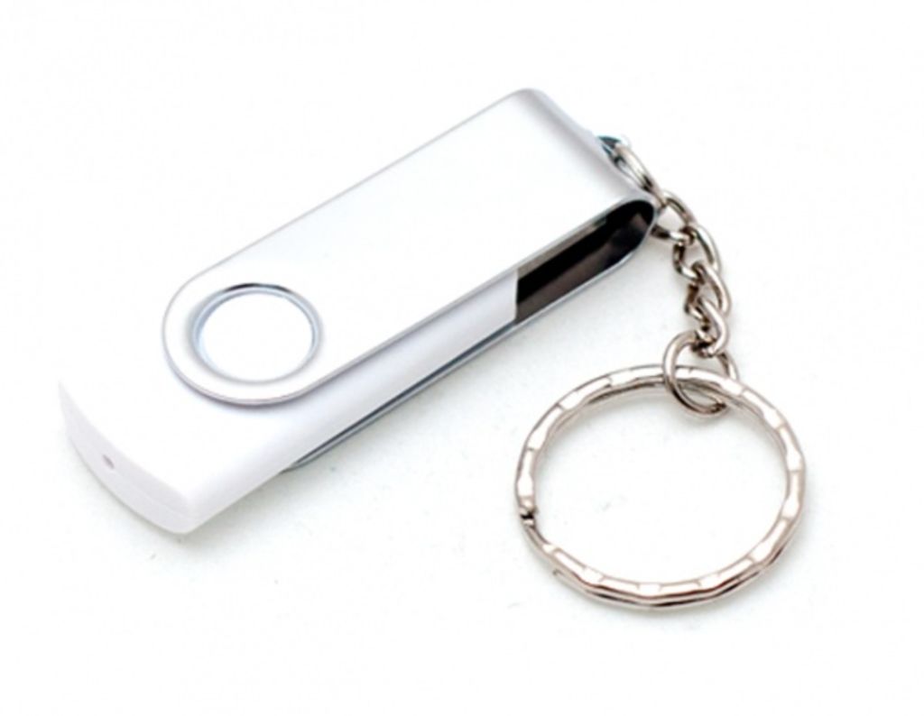 Флешка 8 Gb с поворотным механизмом, с пластиковым корпусом и металлической скобой, серебристо-белая - 170706-01-8- Фото №4