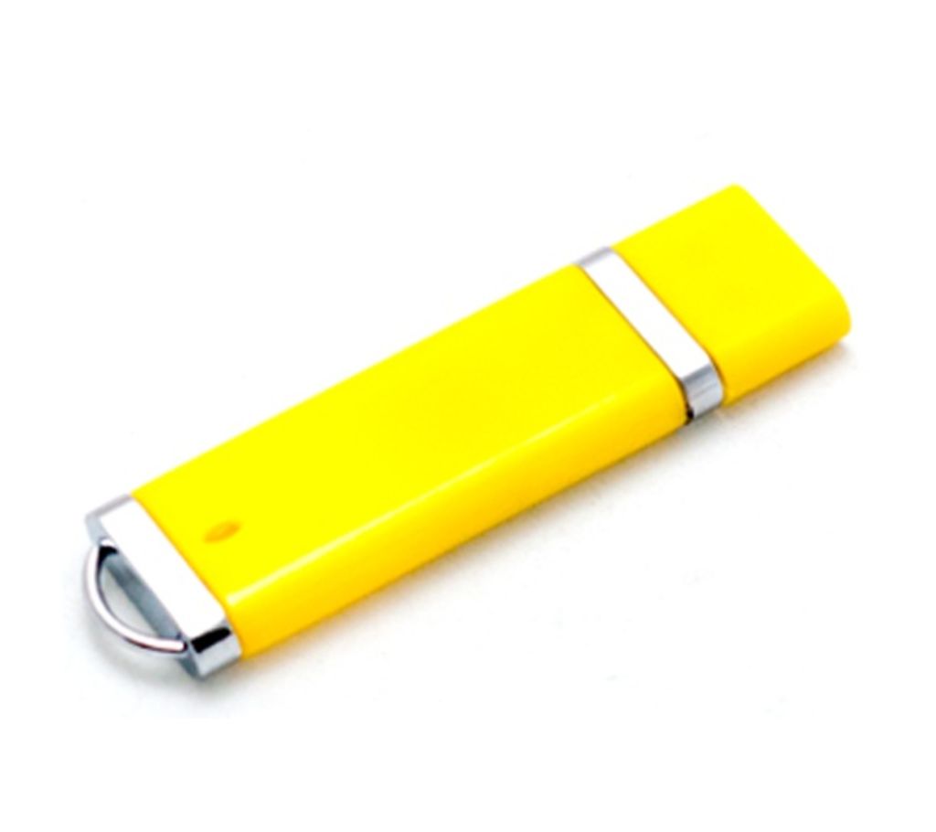 Флешка 4 Gb з пластику та металу, жовта, з ковпачком