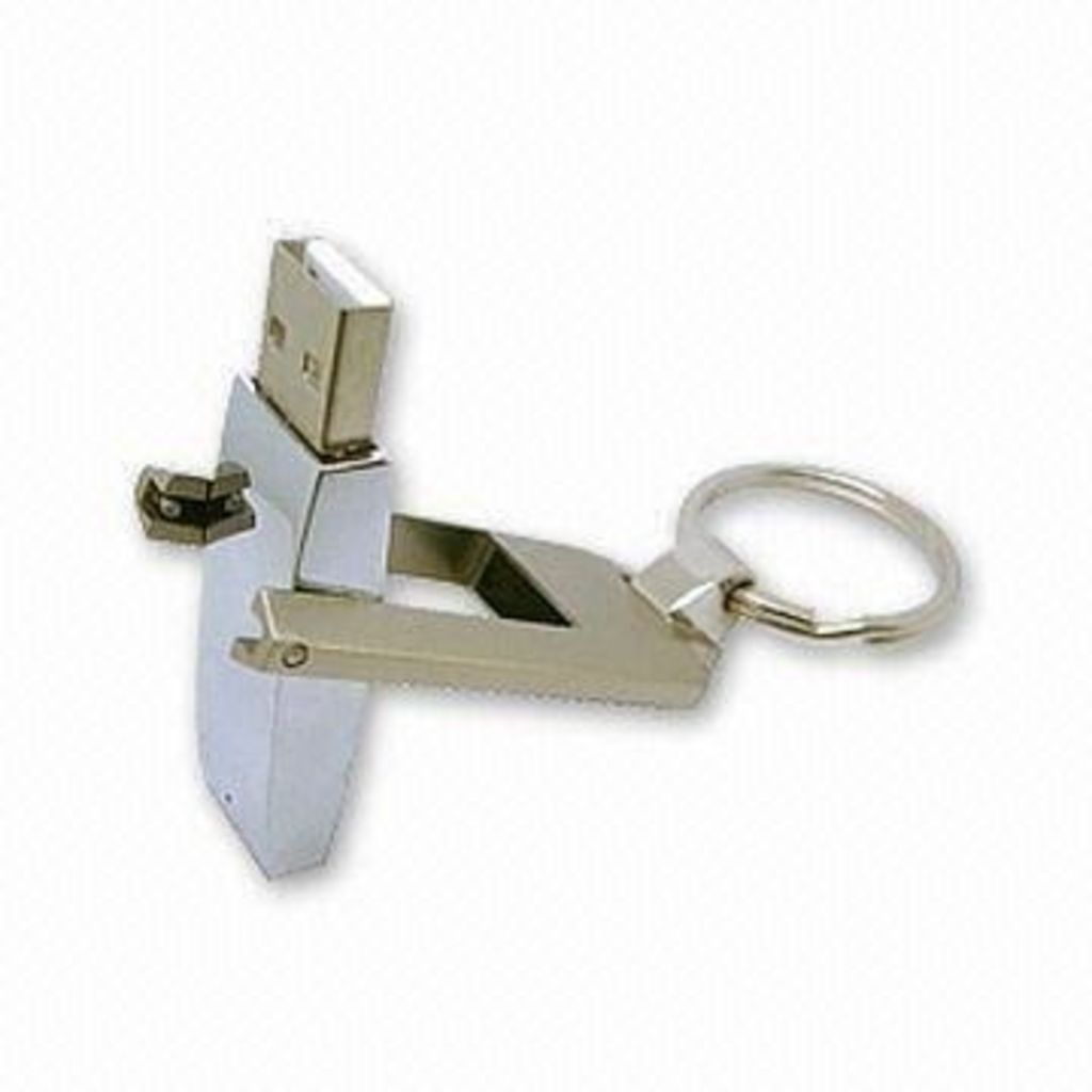Металлическая флешка 16 Gb с кольцом, поворотный механизм - 170724-17-16- Фото №5