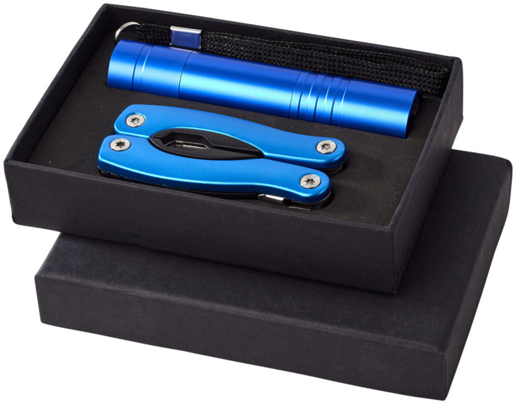 Подарунковий набір Scout з багатофункціональним ножем і ліхтариком, колір синій