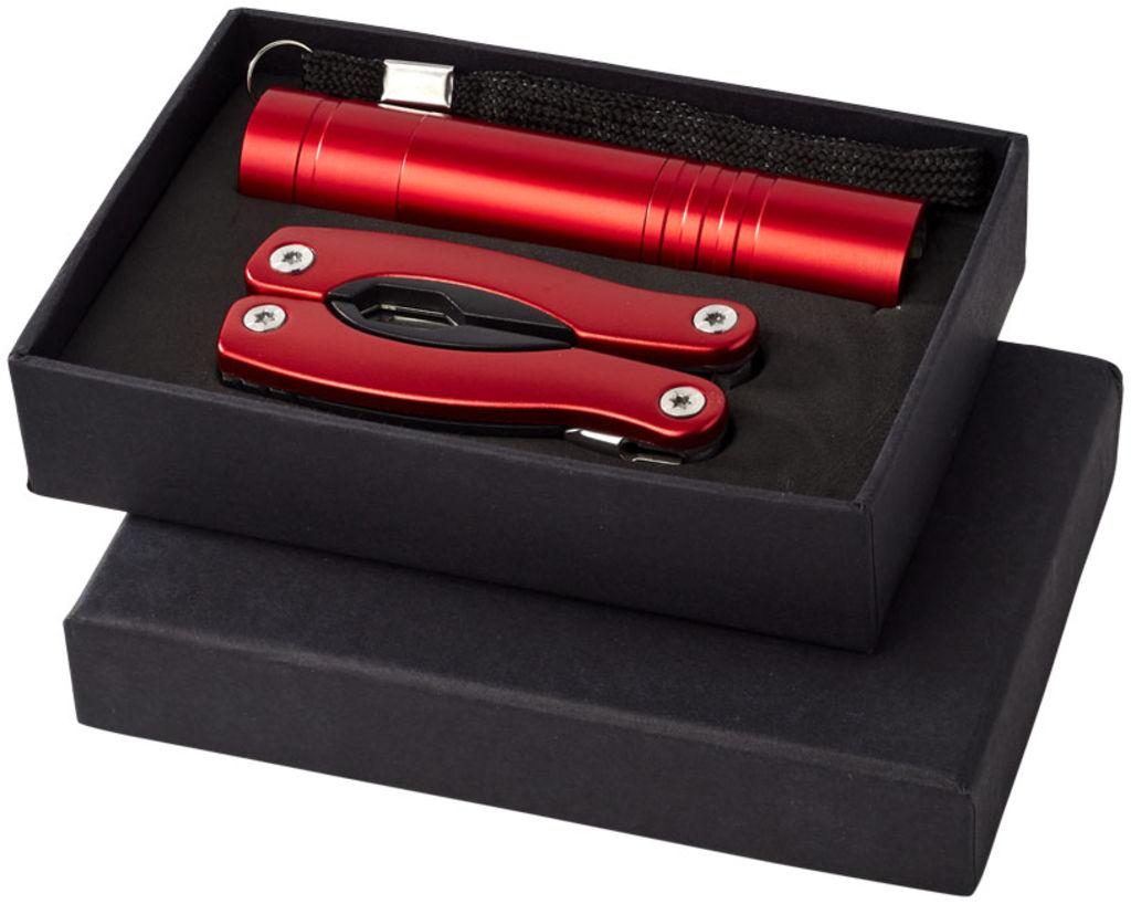 Подарочный набор Scout с многофункциональным ножом и фонариком, цвет красный