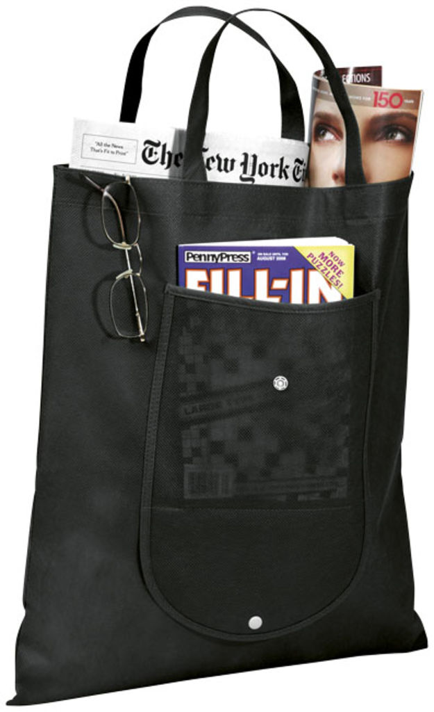 Складна сумка Maple з нетканого матеріалу, колір суцільний чорний