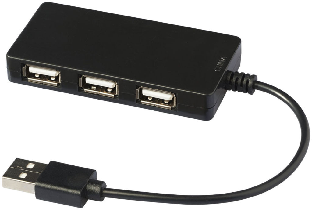 Хаб USB Brick, колір суцільний чорний
