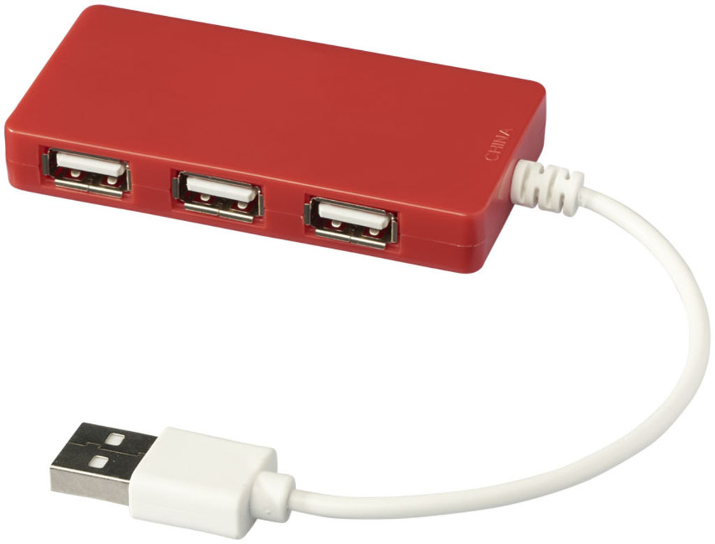 Хаб USB Brick, колір червоний