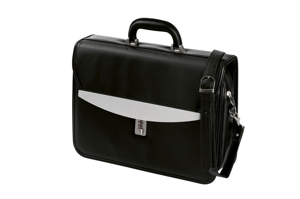 Портфель SILVER-LINE BAG, колір сріблястий, чорний