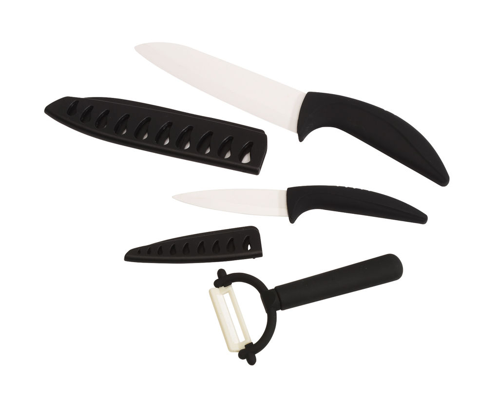 Набір керамічних ножів CERA-TRIO, колір чорний, білий