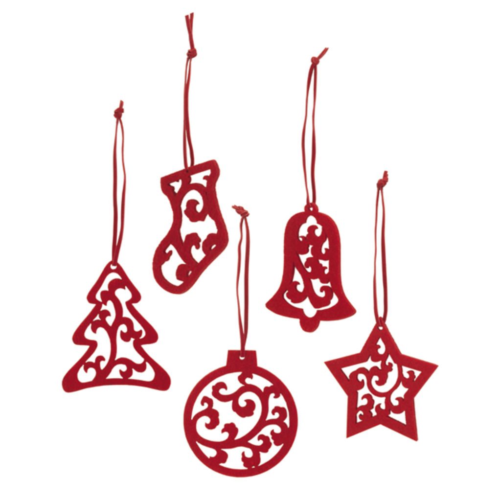 Набор из 5-ти рождественских украшений, цвет красный