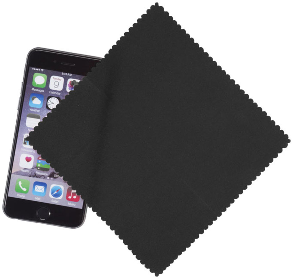 Тканина з мікроволокна для чищення поверхонь з чохлом, колір суцільний чорний